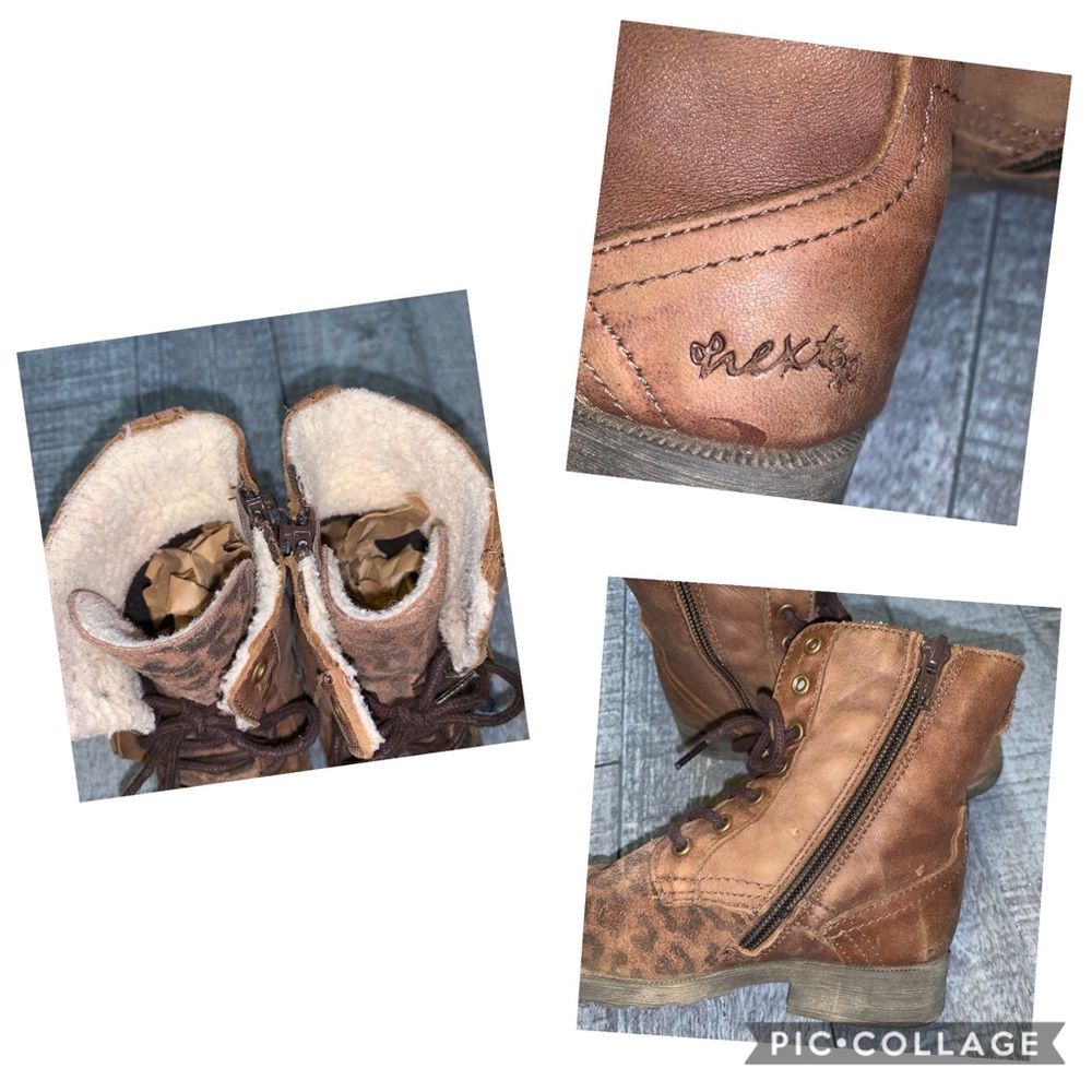 Next Direct Leather Leopard Print Boots - Picture 8 of 8